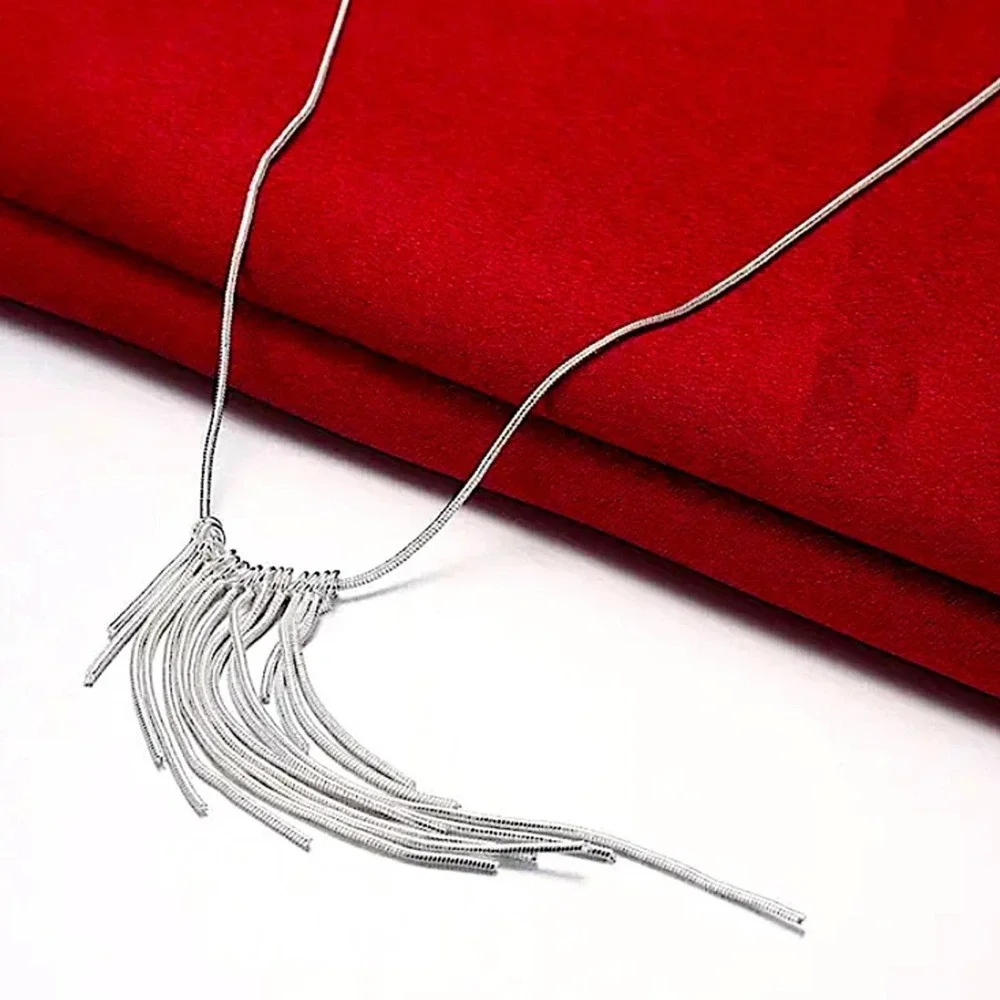 Tassel Sterling Silver Necklace Earrings Matching Set - Picture 5 of 8